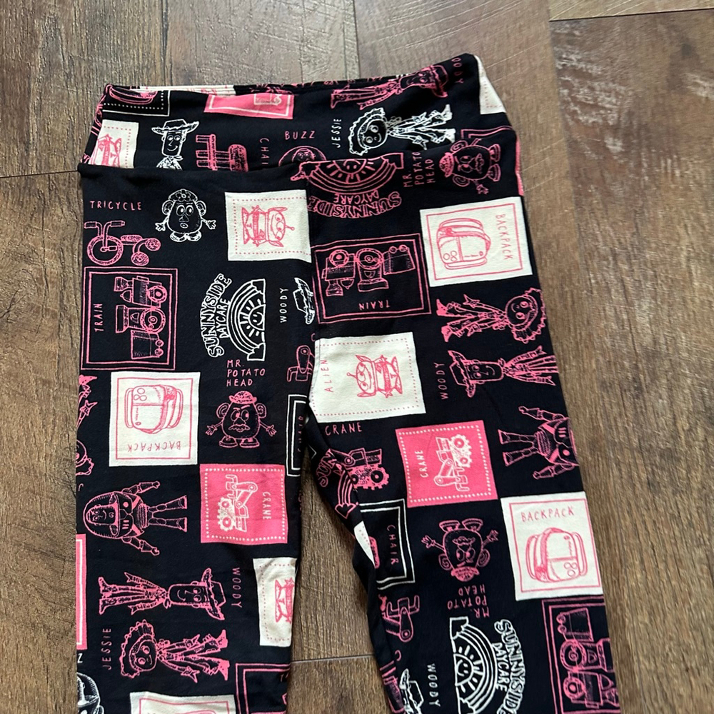 Girls LuLaRoe Pink Belle & Black Toy Story Leggings set 2 - Picture 10 of 14